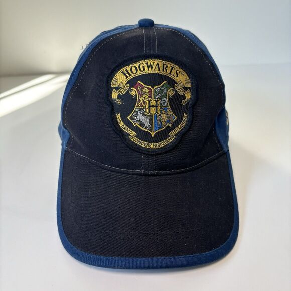 VTG 2001 Harry Potter Hogwarts Crest Hat Black Adjustable Strapback Baseball Cap - Picture 1 of 12